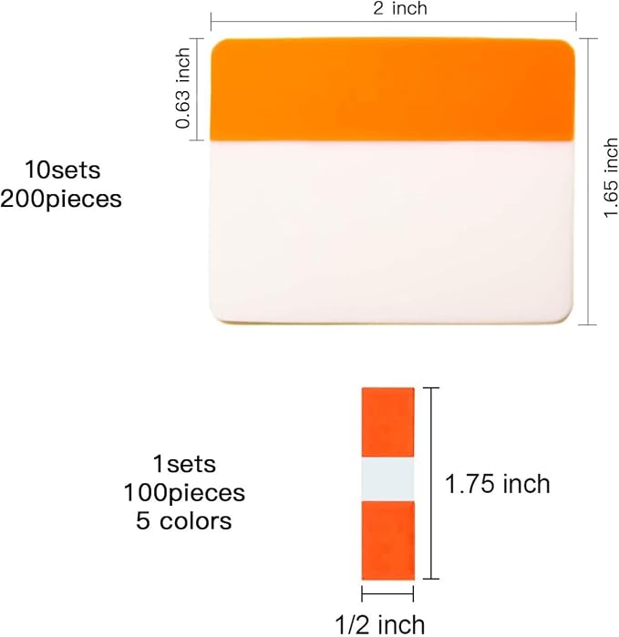 ELII 300 Pcs Tabs 2 Inch Sticky Index Tabs,Colorful Tabs for Notebooks | Writable Transparent, Book Tabs,Page Tabs Colored Page Markers, Tabs for Books, Notebook Tabs, Tabs for Annotating Books