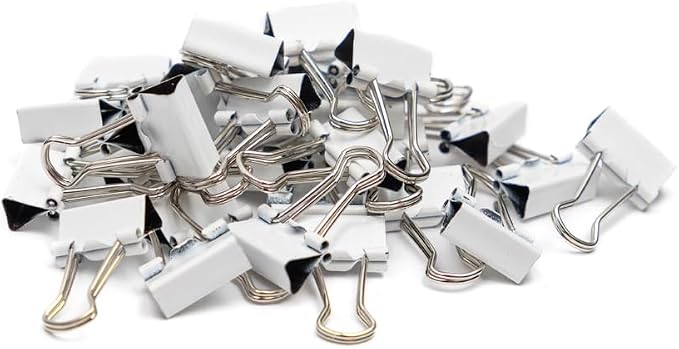 JAM PAPER Colorful Binder Clips - Extra Small - 3/5 Inch (15 mm) - White Binderclips - 30/Pack