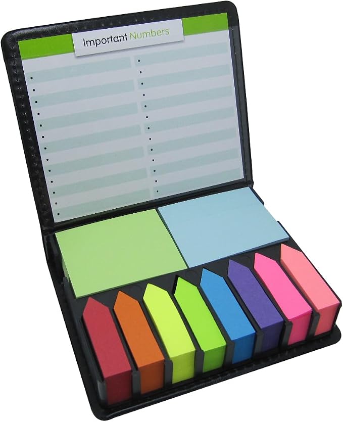 Cute Paper Cute Boxed Self Sticky Notes Set, 2000 Pages Colorful Tape Flags, Arrow Flags Colored Labels with Memo Pads, 12 Colors Makers Tabs with Mini Design Plastic Holder Box Ider by Cutepaper