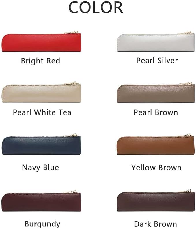 Slim Pencil Case Small Pencil Pouch Pen Case (Pearl Brown/FL)