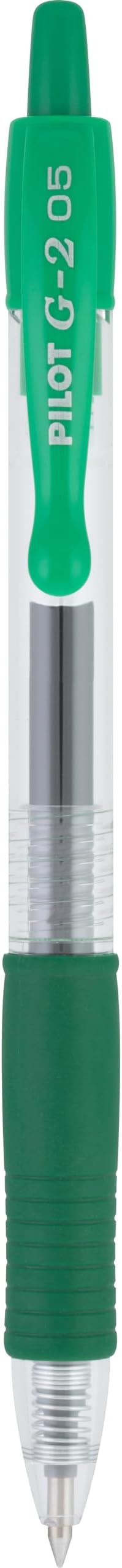 Pilot G2 Premium Refillable and Retractable Rolling Ball Gel Pens, Extra Fine Point, Gel Ink Pens, 0.5mm, Green Ink, 12-Pack