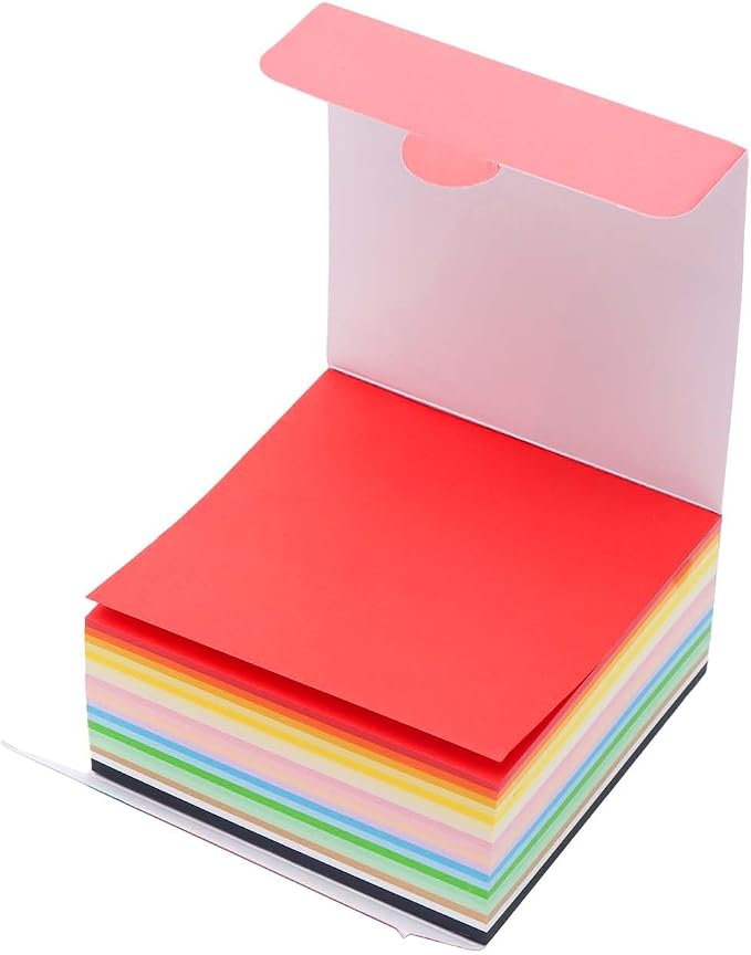 Tear Off Notepad 3.5x3.5 Non Sticky Notes 380 Sheets Tearable 80gsm Memo Paper 19 Colors Note pad Black Square Cube for Taking Notes (3.5" x 3.5")