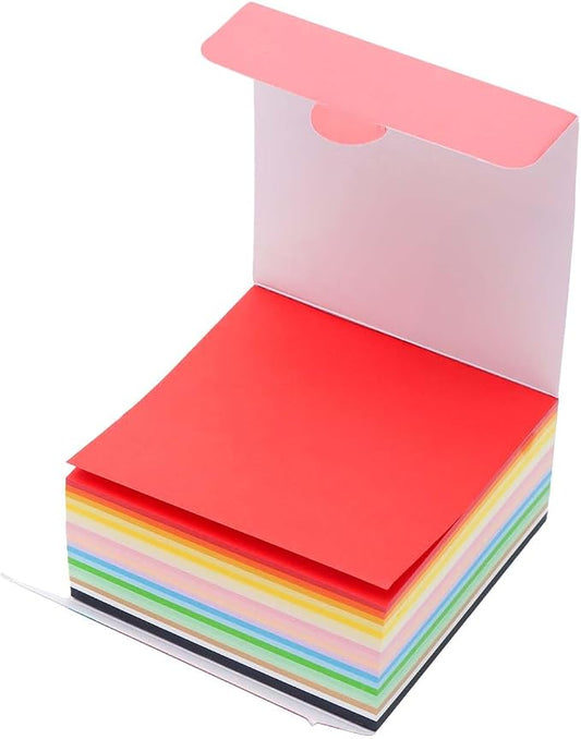 Tear Off Notepad 3.5x3.5 Non Sticky Notes 380 Sheets Tearable 80gsm Memo Paper 19 Colors Note pad Black Square Cube for Taking Notes (3.5" x 3.5")