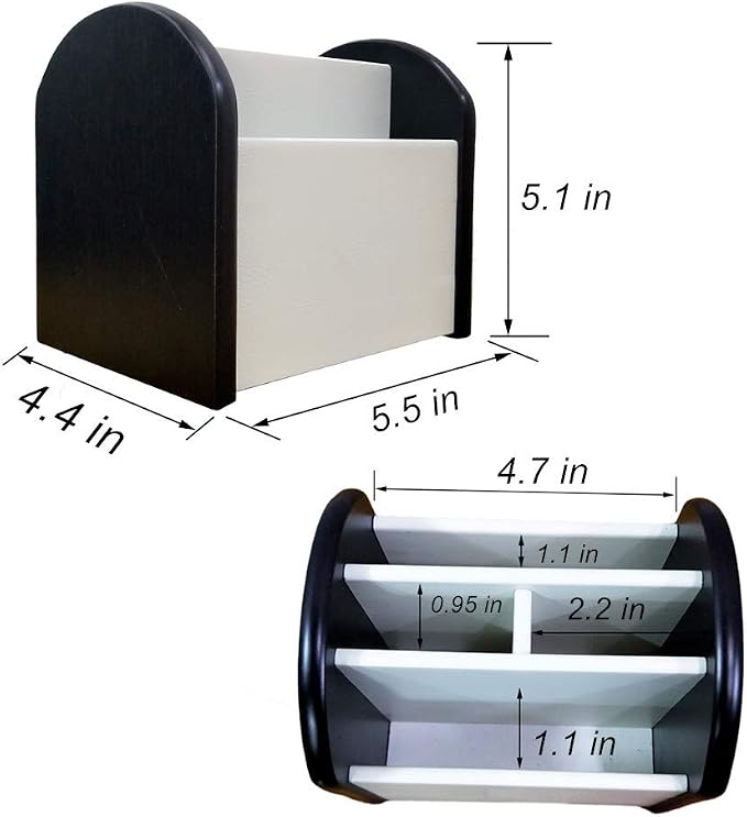 Rotating remote control caddy wood pen/pencil holder for desk organizer Simple black and white small item storage box HeBen7025