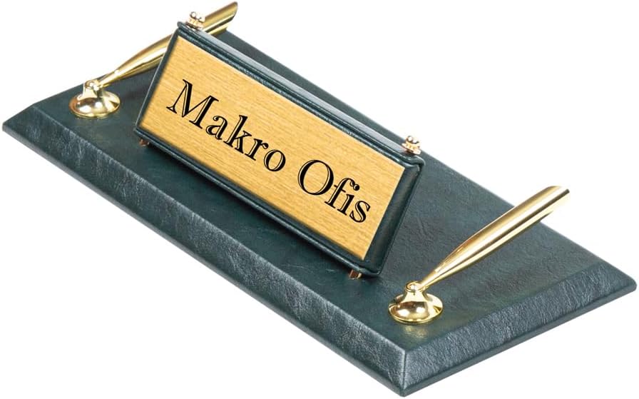 Bonded Leather Desk Organizer Set – Executive 12-Piece Desk Mats, Name Plate, Pens, Coasters & Office Accessories – Office Organization & Decor