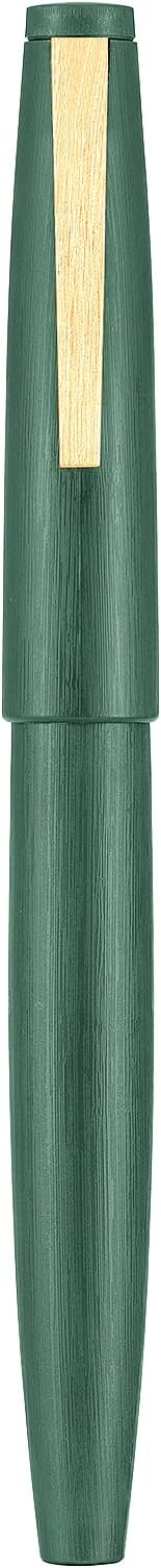 Jinhao 80 Dark Green Fiber Brushed Fountain Pen, Iridium Ultra Fine Gold Nib with Ink Converter, Classic Design Smooth Writing Pen (Gold Clip)
