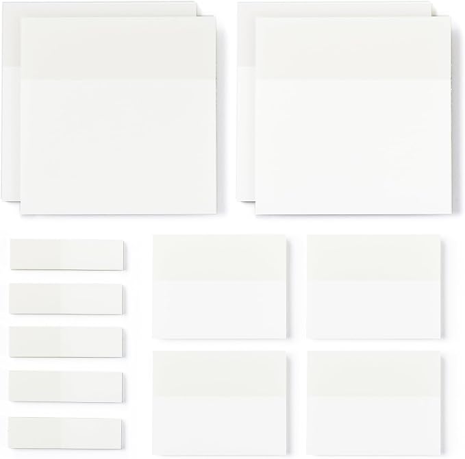 [650 Sheets] Transparent Sticky Notes, 3 Sizes Clear Sticky Notes Pads, Waterproof Self-Adhesive Translucent See Through Sticky Notes for Annotating Books,School & Office