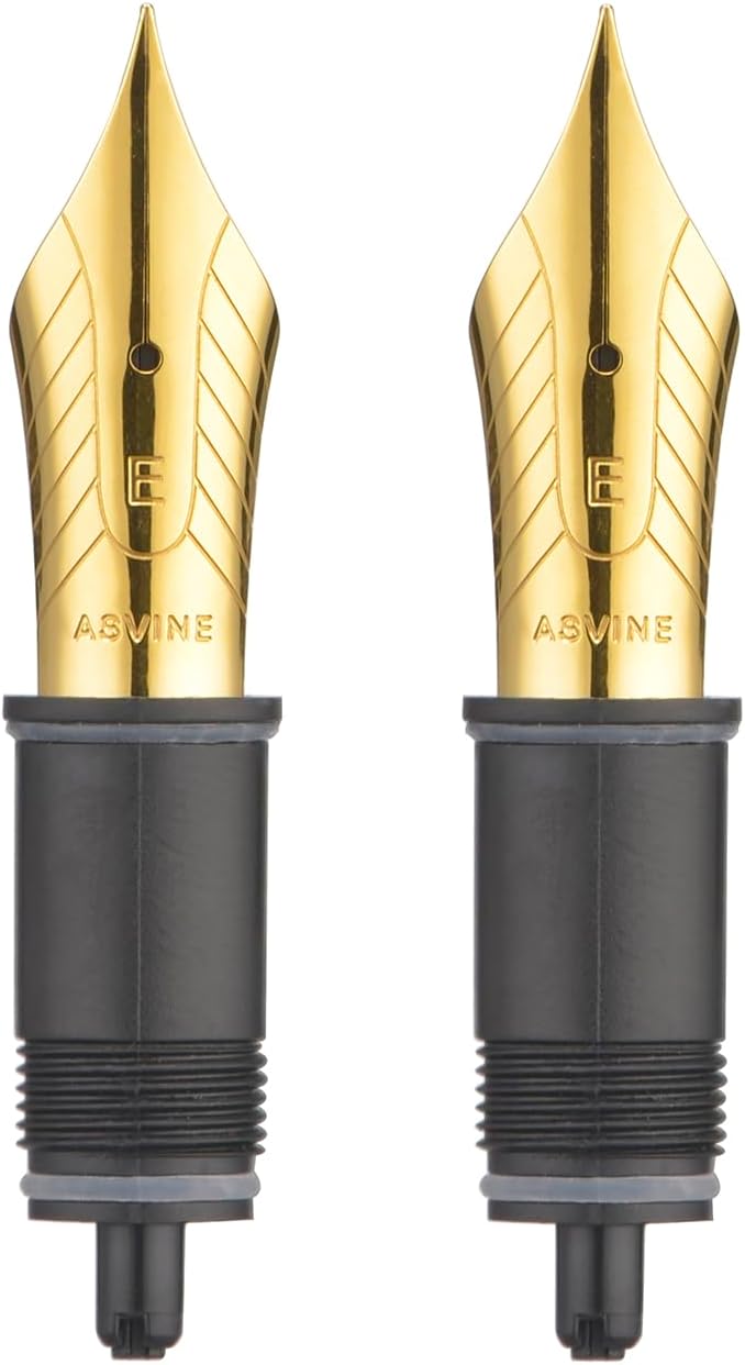 Set of 2 Number 8 Fountain Pen Replacement Extra Fine Point - Compatible with C2000, V800 and C80- Gold