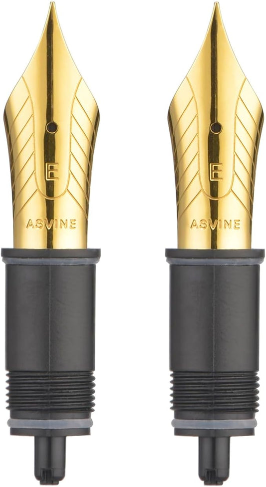 Set of 2 Number 8 Fountain Pen Replacement Extra Fine Point - Compatible with C2000, V800 and C80- Gold