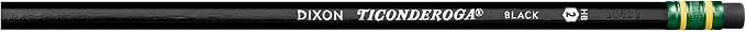 Ticonderoga Pencils, Wood-Cased Graphite, #2 HB Soft, Black (13953) (Pack of 6, 72 Count Total)