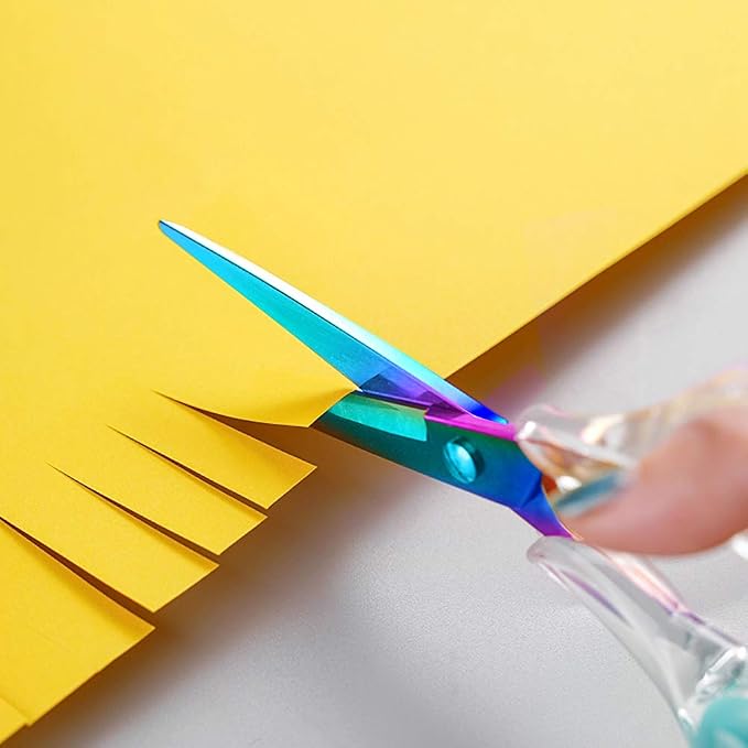 Aesthetic Clear Acrylic Scissors, 6.3" Craft Shears with Aurora Sharp Stainless Steel Blades for Home Office & School, Cute Stationery Tools for Bullet Journaling, Scrapbooking & Gift Wrapping