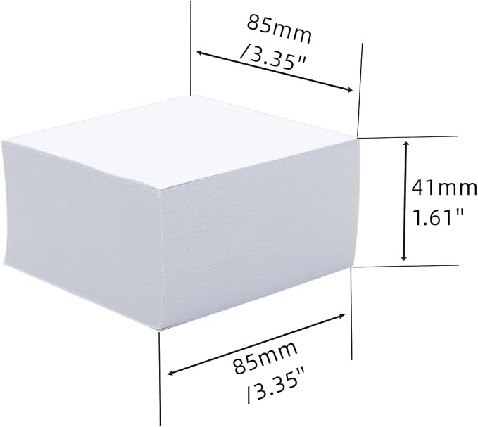 Non Sticky Blank Notes Cube 500 Sheets 3.35x3.35 Inch White Memo Note Loose Paper Cubes for Taking Reminders Home Office Writing Supplies