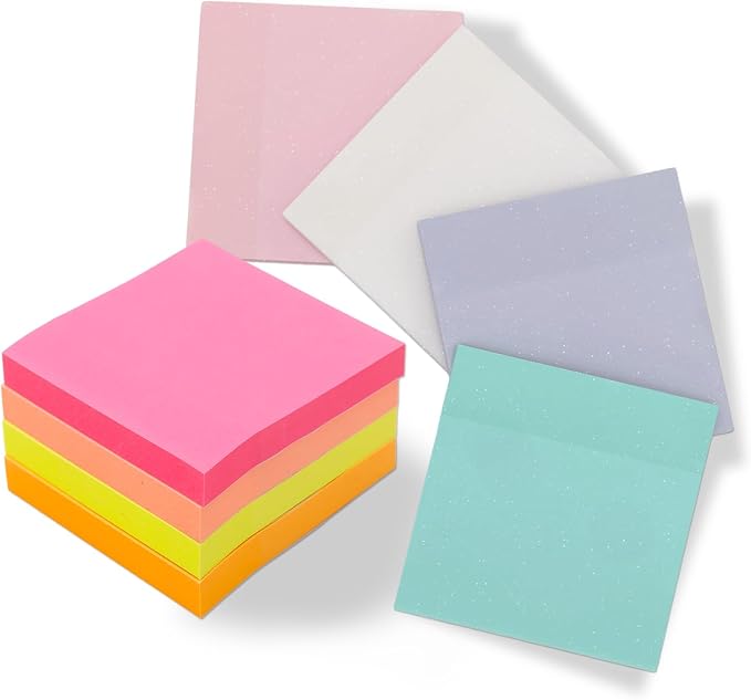 3x3 Sticky Notes, 4 Pads Clear Sticky Notes + 4 Pads Colorful Sticky Pads | Office Todo List & Brainstorming;Perfect for Textbook Annotation & Reminders;Great for Classroom Organization & Board Work
