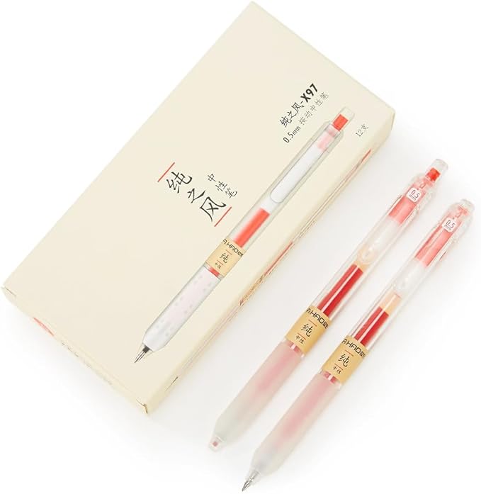 czxwyst X97 Retractable Gel Ink Pens 0.5mm Fine Point (Red Color 12-Pack)