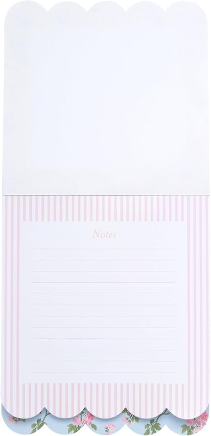 Laura Ashley Layered Notepad - 6.5 x 7.5 Inch 3-in-1 Color Writing Pad with 150 Lined Tear-Off Sheets with Sturdy Backboard for Home, Grocery & Office, Size 7X8, Rosevine Pink