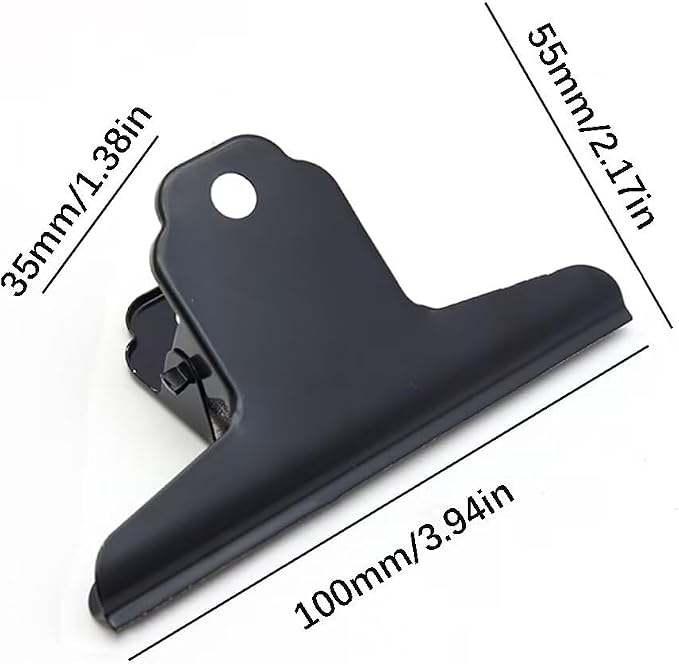 2PCS Extra Large Binder Clips Metal Bulldog Clip Large Paper Clamp Holder for Home School Office Drawing Black 4Inch