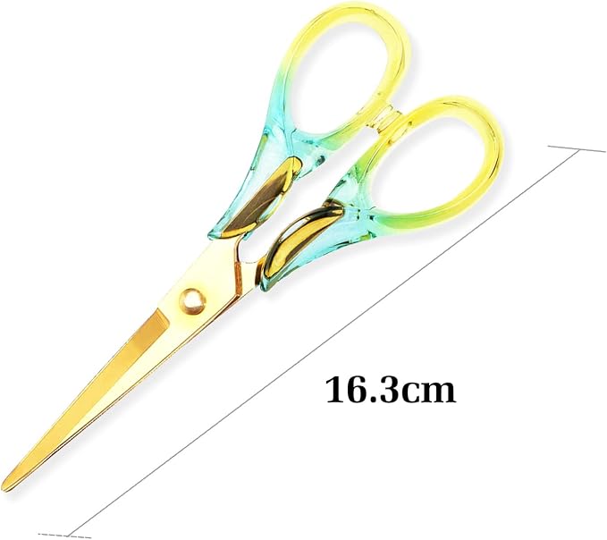 Aesthetic Yellow Transparent Acrylic Scissors, 6.3" Craft Shears with Sharp Stainless Steel Blades for Home Office & School, Cute Stationery Tools for Bullet Journaling, Scrapbooking & Gift Wrapping