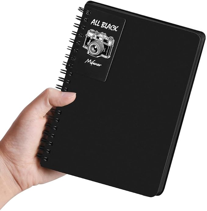 5x7 Black Paper Sketchbook,Spiral Bound Journal Notebook,70 Sheets 110gsm