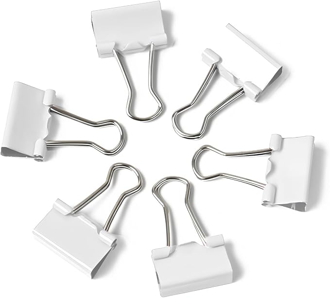 50 Pack Small White Binder Clips 3/4 Inch (19 mm), Colored Little Paper Clamps, Tiny Mini Paper Clips for Office Home School Business 0.75"