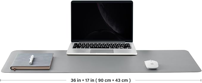 HOMIEAZICOZI Leather Desk Mat - Non-Slip PU Pad for Office and Home Organization Accessories Ideal Large Mouse Mats on Top of Desks (Dark Gray,36''x 17'') (DPD-DGr-L)
