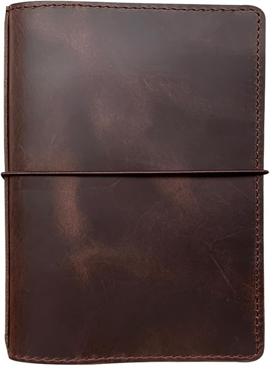 Travelers Notebook Cover with Inner Pockets, Card Slots and Pen Holder, B6 Size, Dark Brown