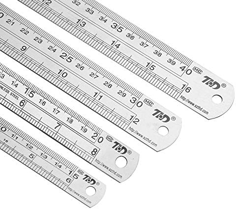 ZZTX Metal Ruler 6 Inch 8 Inch 12 Inch 16 Inch Stainless Steel 4 Pack | Rust-proof, Straight edge, Precise markings, Clear read
