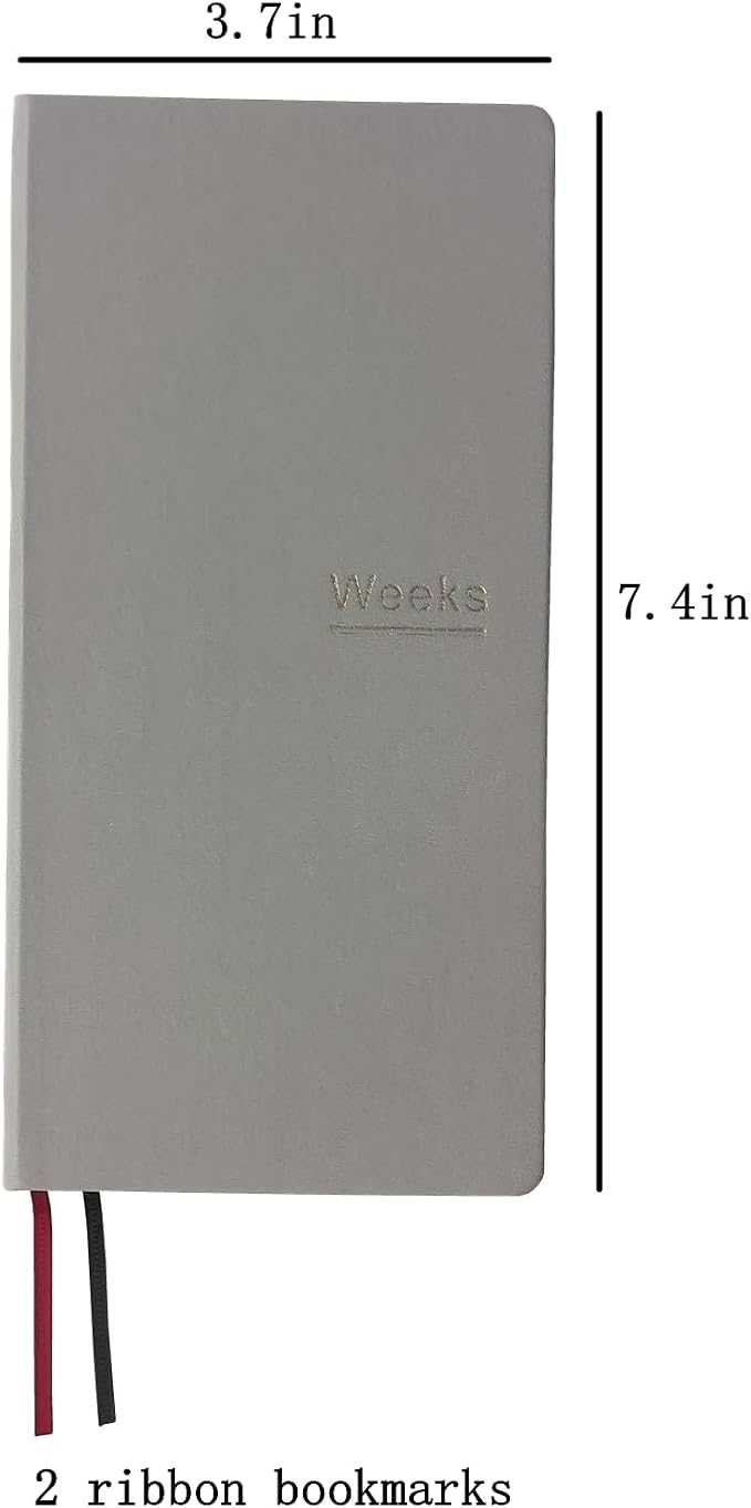 Undated Weekly Planner Notebook Pocket Organizer Appointment Book Journal Notebook A6 Week Plan Notepad (Light Grey)