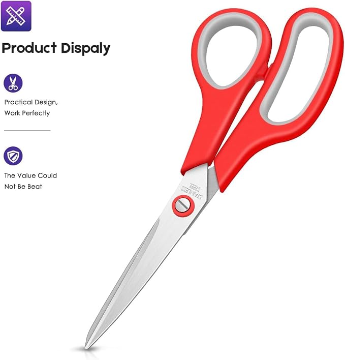 Scissors Bulk Set of 24-Pack, Taotree 8"Scissors All Purpose Heavy Duty | Sharp Shears for Office School Supplies, School Student Teacher Adult Home Art Craft Sewing Fabric, Scrapbook, Comfort Grip