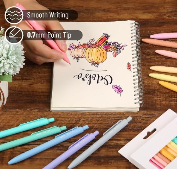 Mr. Pen- Retractable Gel Pens, 12 Pack, Assorted Colors Ink | Fine Point 0.7mm, Fast Dry, Smooth Writing, Cute Pens for Drawing, Writing Planner and School Supplies