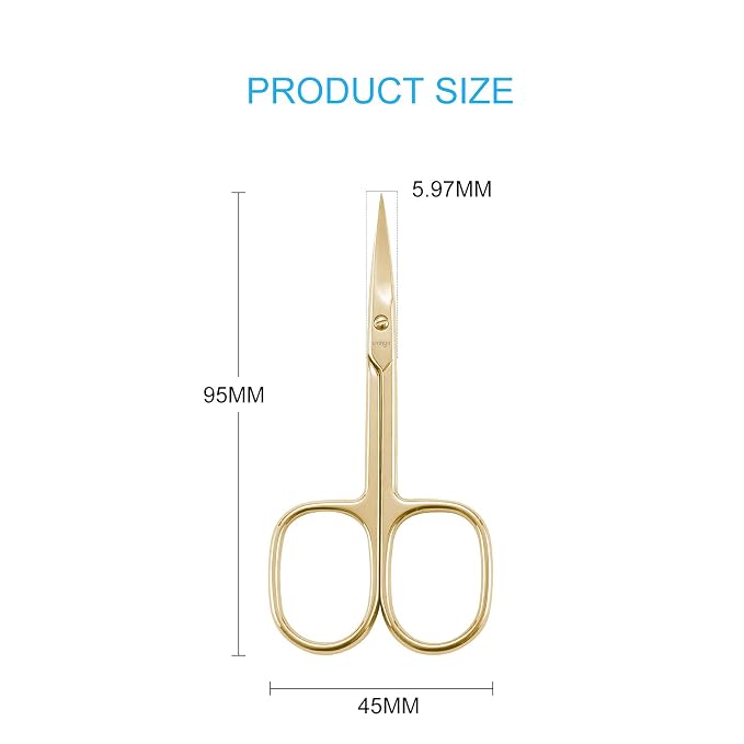 LIVINGO Nail Scissors Sharp Curved Blade Stainless Steel with Case | Fine Cutting Edge, Cuticle Trimming, Manicure Pedicure Care, Premium Gold Finish Design