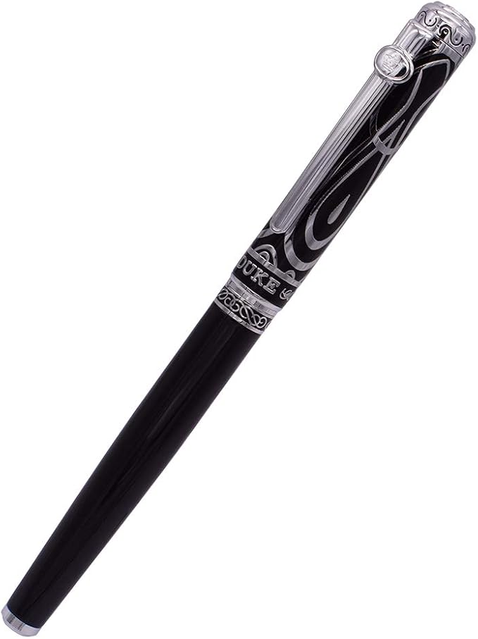 Lanxivi Duke Sweet Heart Pattern Black Fountain Pen Ruby Silver Trim