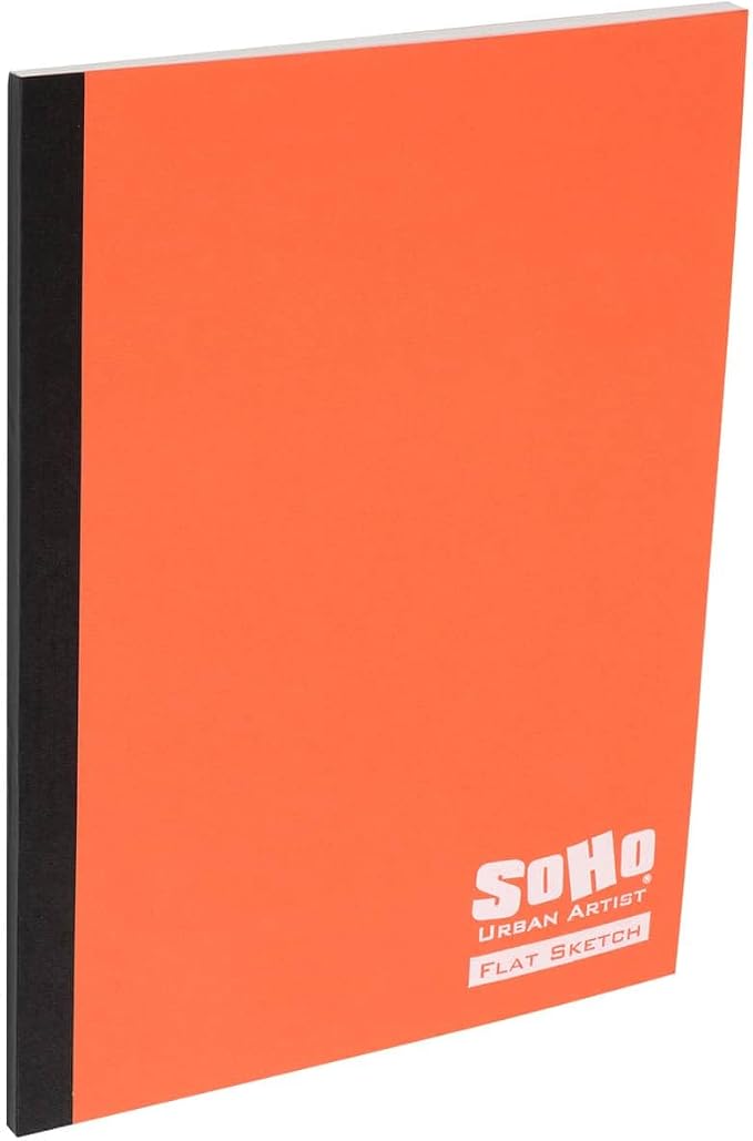SoHo Urban Artist Tape Bound Lay Flat Sketch Book, Salmon Cover, 6x8 4 Pack, 30 Sheets Each (120 Total), Smooth Mixed Media Sketchbook, 71lb. (106 GSM) Paper Travel Art Journal, Soft Cover