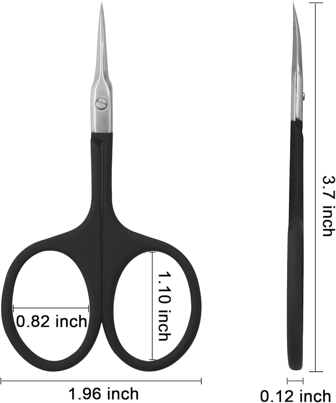 CGBE Cuticle Scissors, Extra Fine Curved Eyebrow Scissors, Black | Stainless Steel, Round Handle, Precise Pointed Tip, Hangnail And Dry Skin Trimming, Russian Manicure Care