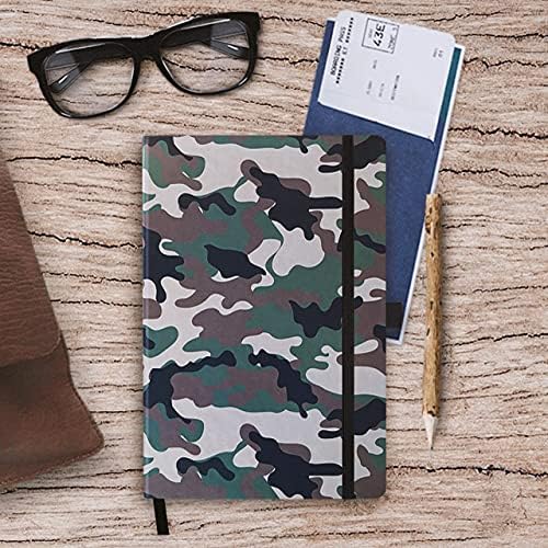 RICCO BELLO Lined Journal Notebook, Green Camo, 5.7 x 8.4-Inches | Faux Leather Hardcover, Pen Holder, College Ruled, 96 Sheets / 192 Pages