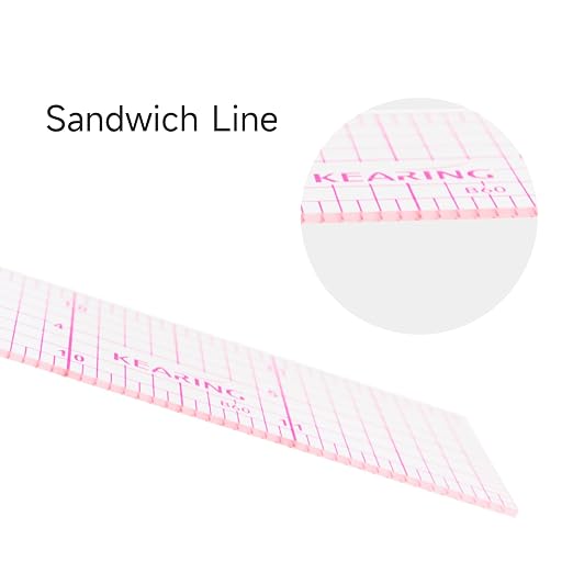KEARING 1"x12" Clear Sewing Graph Ruler - PVC Plastic Pattern Grading Ruler | Flexible 1.2mm clear plastic 1"x12" grid ruler for fashion design. Sandwich line markings never rub off for sewing