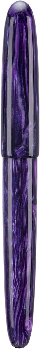 Asvine C80 Fountain Pen #8 Medium Nib Large Handcraft Pen with Converter Pen Box Collection Set (Purple Ripple)