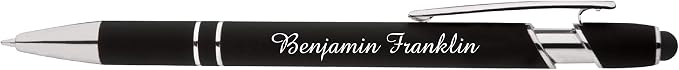 ExpressDesigns™ - Personalized Pens Gift Set w/Journal- 2 Pack of Soft Touch Metal Pens w/Notebook - Custom Engraved with Name or Message (Black - Lt Blue)