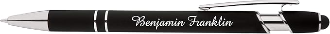 ExpressDesigns™ - Personalized Pens Gift Set w/Journal- 2 Pack of Soft Touch Metal Pens w/Notebook - Custom Engraved with Name or Message (Black - Purple)