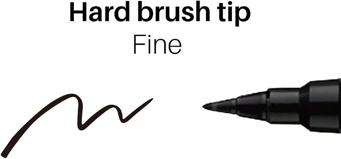 Kuretake Bimoji Fude Pen Fne, Hard brush tip,brush tip marking fude brush pen, for Calligraphy, lettering, illustration, Professional, Made in Japan