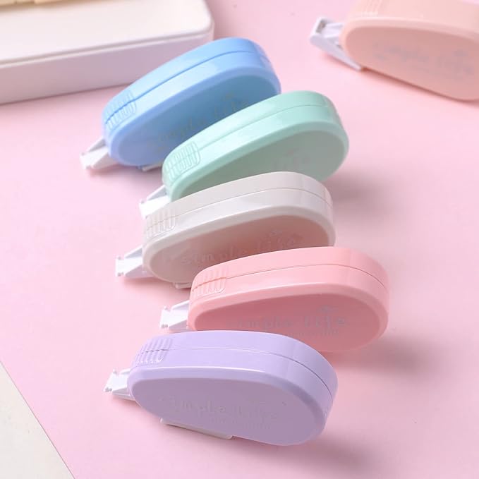 12 Pack Aesthetic Pastel Correction Tape, 0.2 x 197 inch, Instant Corrections, Easy to Use Applicator, White Smooth Pull Out Correction Tape for School, Office, Crafting