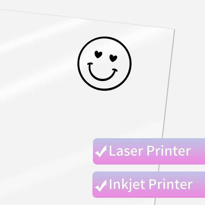 STARLIBOO Clear Printable Sticker Paper, 25 Sheets Printable Clear Sticker Paper, Laser/Inkjet Printing-Letter Size (8.5" x 11")