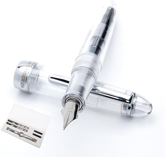 Monteverde USA Monza 3 Fountain Pen Set (Crystal Clear) - Medium, Fine, Omniflex Nib - Ideal Gift for Men & Women - Perfect for Office, Business, School, Gifts, Journaling, Autographs