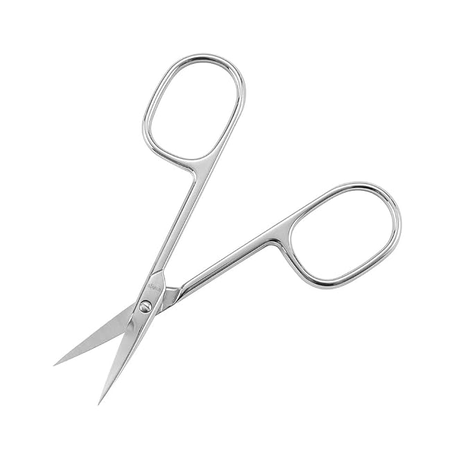 LIVINGO Nail Scissors Curved Blade Stainless Steel Manicure Tool | Sharp Precision Cutting, Cuticle Care, Eyebrow Eyelash Dry Skin Grooming, Professional Beauty Use