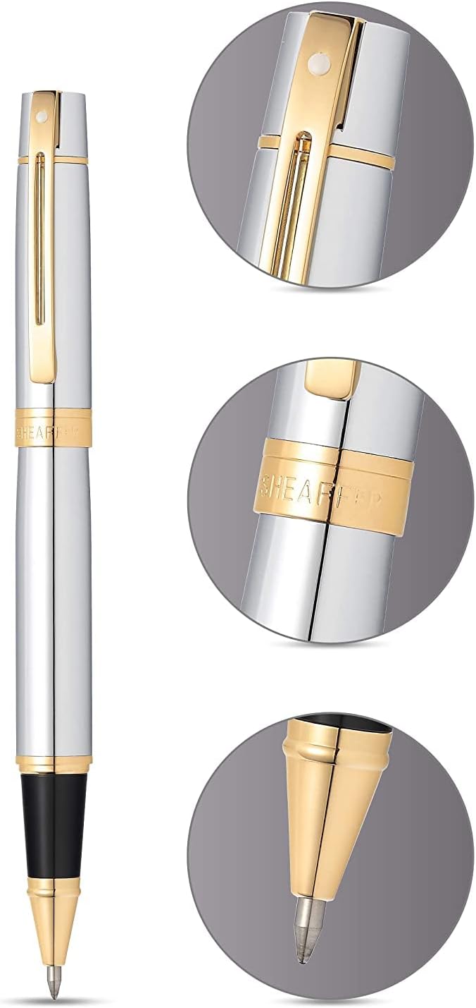 Sheaffer 300 Chrome Rollerball Pen with Gold Tone Trim