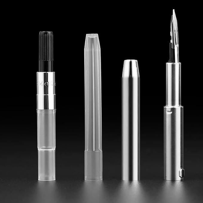 erofa Majohn A2 Press Fountain Pen Extra Fine Nib with Box, Retractable Blue Resin Ink Pen with Converter Writing Set (Black Clip Version