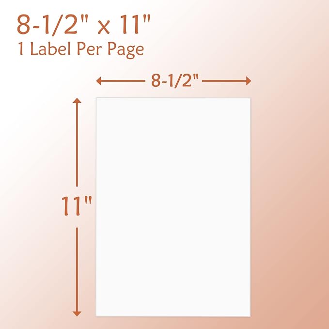 9527 Product Full Sheet Shipping Labels, 8-1/2" x 11" Blank White Sticker Paper, Self Adhesive Address Labels for Laser/Inkjet Printers, 5000 Labels