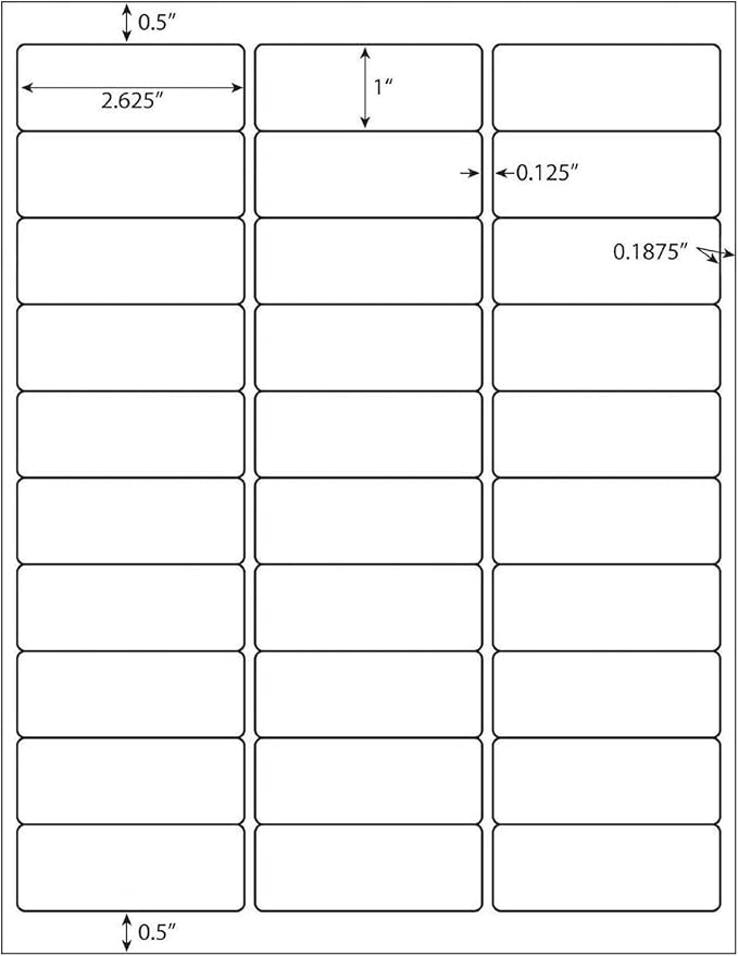 1" X 2-5/8" Address Labels 30 Per Sheet Sticker Paper for Laser and Inkjet Printers, 8.5"×11" White- 3000 Labels