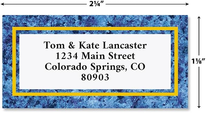 Blue Granite Personalized Border Return Address Labels- Set of 144 1-1/8" x 2-1/4" Self-Adhesive, Flat-Sheet Labels, by Colorful Images