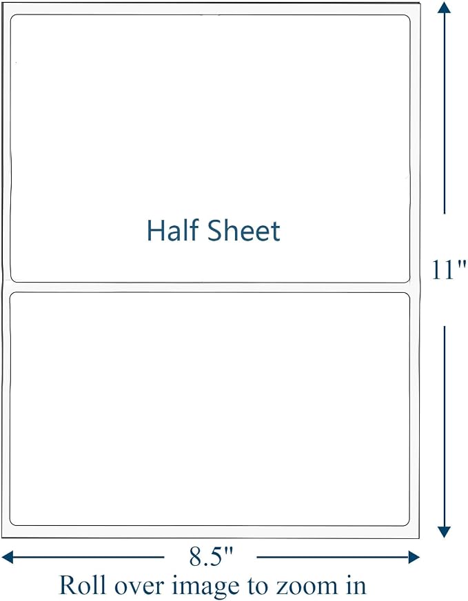 (2000 Sheets, 4000 Labels) Sticker Paper, 11" x 8.5" Half Sheet Shipping Address Labels, 2 Per Page Self Adhesive Mailing Label for Laser and Inkjet Printers