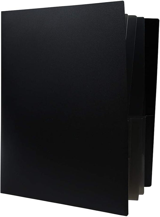 JAM PAPER Heavy Duty Plastic Multi Pocket Folders - 10 Pocket Organizer - Black - 3/Pack